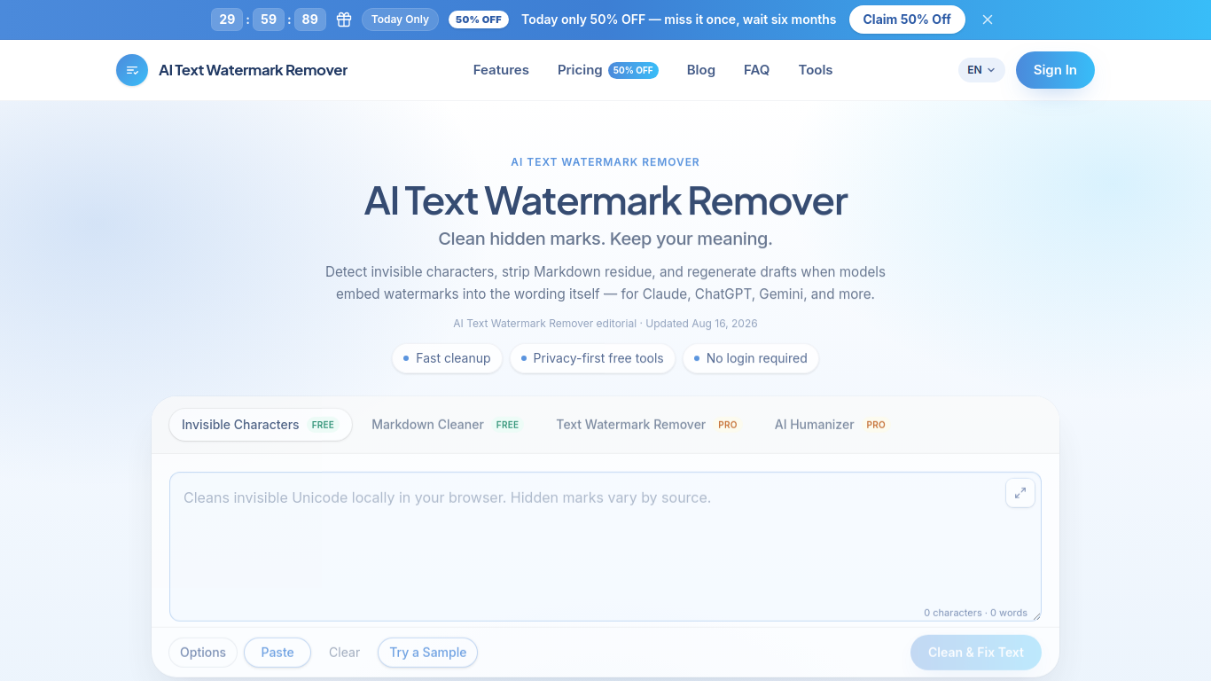 AI Text Watermark Remover