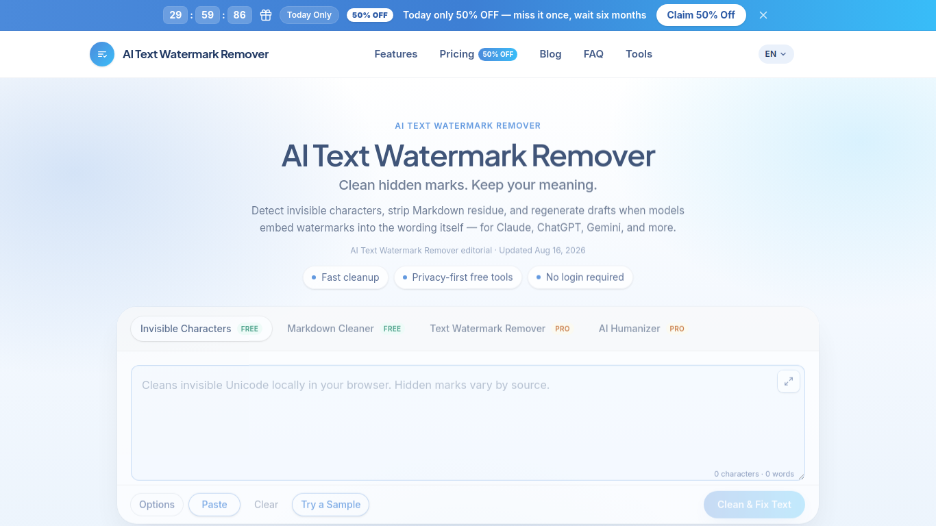 AI Text Watermark Remover