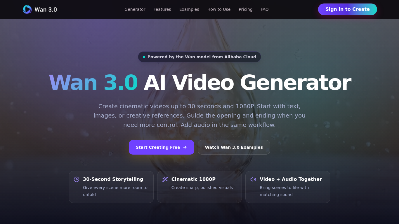 Wan 3.0 AI Video Generator
